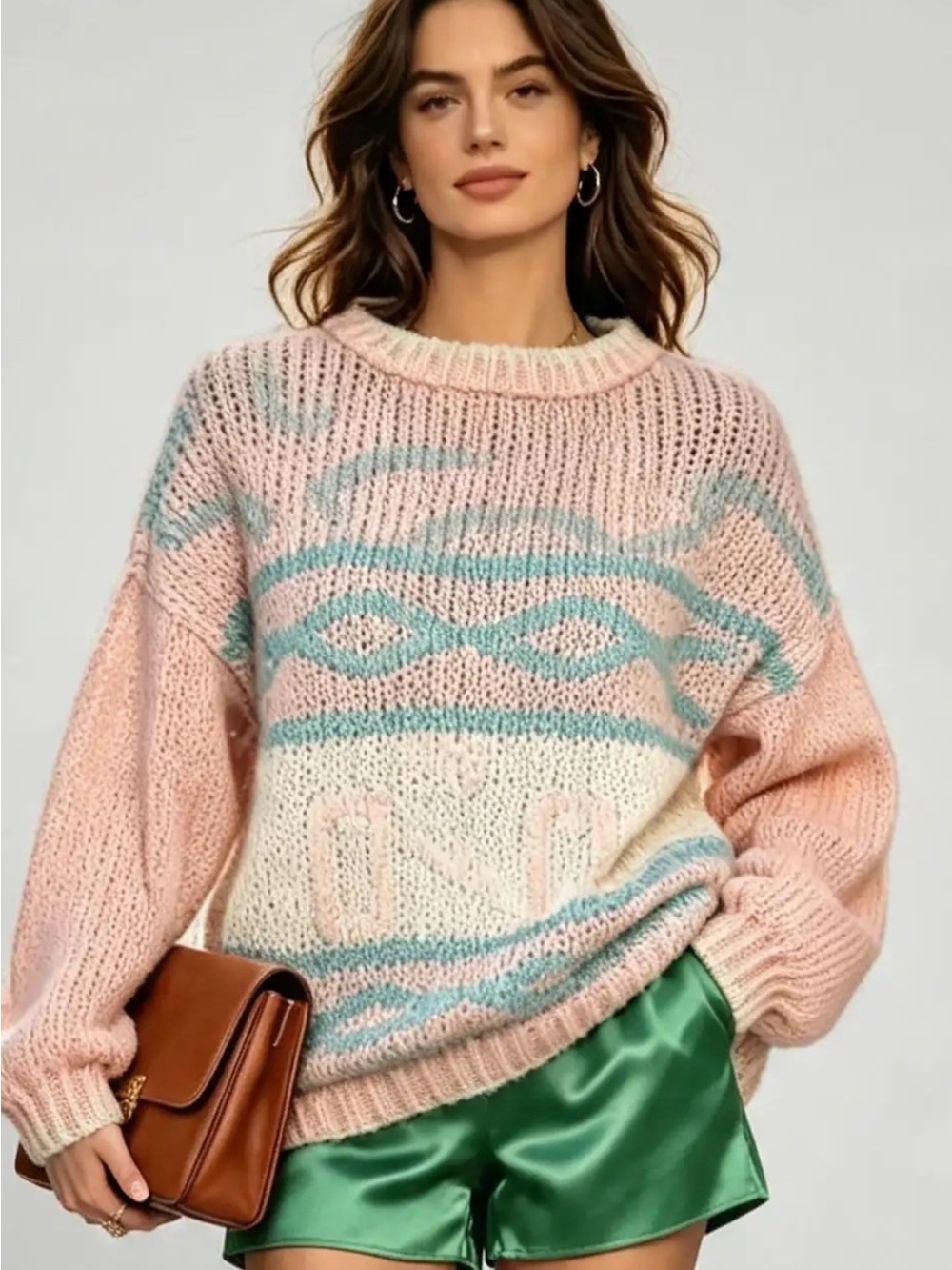 Vintage 90s Graphic Southwestern JEFF LAURENT Pastel Knit Sweater Made in Korea